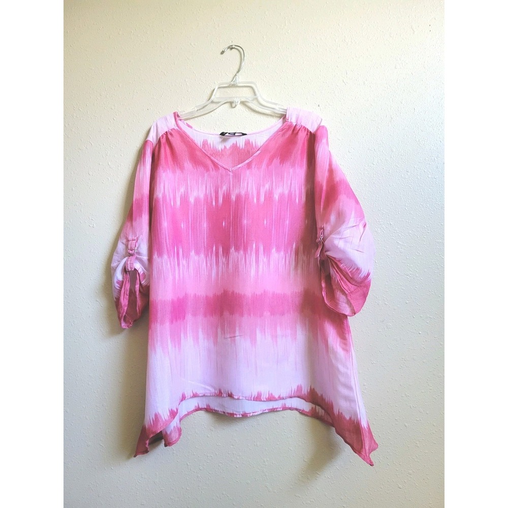 Zac & Rachel Women's Pullover‎ Comfortable Casual Blouse Pink Size 1X